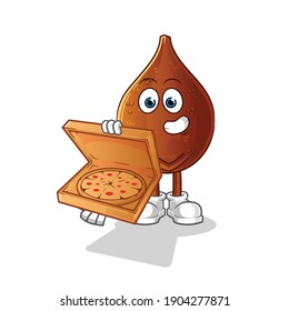 thorny palm pizza delivery boy vector. cartoon character