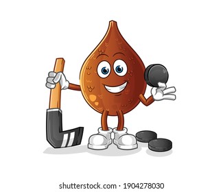 thorny palm playing hockey vector. cartoon character