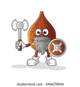 thorny palm viking with an ax illustration. character vector