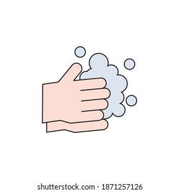 Thorough hand washing. Simple vector icon, filled outline.
