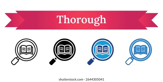 Thorough - Multi Style - A book within a circular arrow loop, symbolizing careful, thorough review or detailed learning