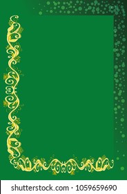 Thorough vector golden floral frame or border