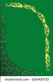 Thorough vector golden floral frame or border