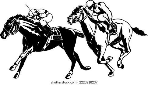 Ilustración de vectores de carreras de caballos a lo largo