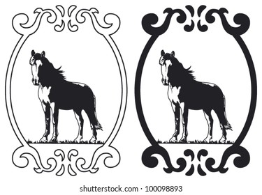 thoroughbred horse with shield