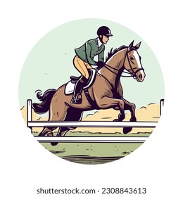 Thoroughbred stallion jumps to victory in competition icon
