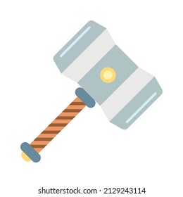 Thor's hammer flat icon. Clipart cartoon illustration. Vector sign for mobile app and web sites. 