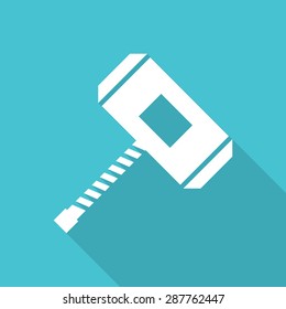 Thors Hammer flat icon with long shadow. svg