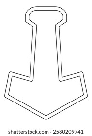 Thor's hammer magical scandinavian symbol - vector linear image for coloring. Outline. Hammer of the god Thor