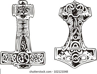 Thor's hammers. Vector set svg