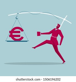 Those who chase after wealth. Isolated on blue background.