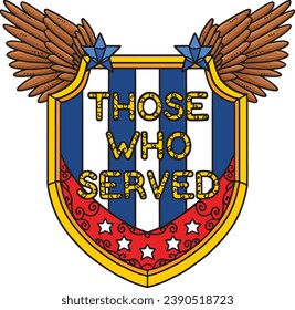 Those Who Served Badge with Wings Cartoon Clipart
