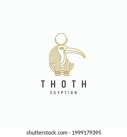 Thoth egyptian goddes line style logo icon design template. Elegant, luxury, gold flat vector illustration