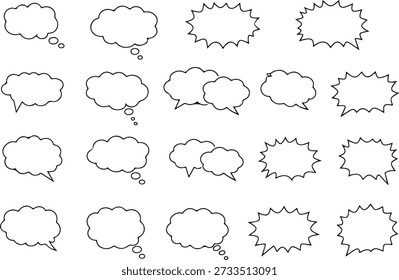 Though bubble speach bubble set collection on white background