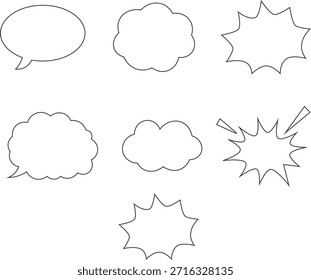 Though bubble speach bubble set outline cloud bubble message thinking bubble