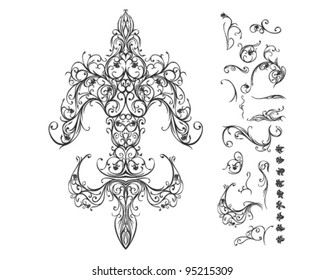 The thought behind this graphic composition was, to make the often seen and widely associated symbol out of floral ornaments. This image is devoted to a really strong symbol, the fleur de lis.