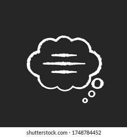 Thought bubble chalk white icon on black background. Empty comic speech cloud. Blank dialogue balloon with text space. Comment box with copyspace. Isolated vector chalkboard illustration