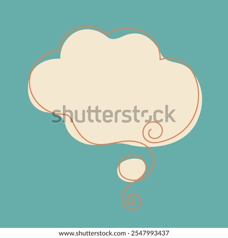 Thought bubble with decorative spiral and curl element made by one thin line, Cute banner, Simple blank comic text cloud, Vector illustration