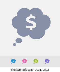 Thought Bubble and Dollar Sign - Granite Icons. A professional, pixel-perfect icon designed on a 32x32 pixel grid and redesigned on a 16x16 pixel grid for very small sizes.