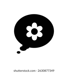 Thought Bubble with Flower Symbolizing Gentle Ideas and Creative Thoughts
