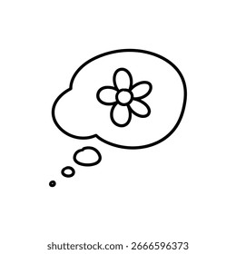 Thought bubble with flower symbolizing gentle ideas and creativity