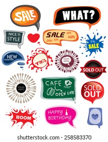 Thought bubble Icon collection, Sale, Sold out, Food Menu, New Collection,Boom, Cafe (Vector Art)
