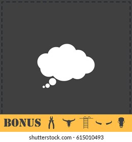 Thought bubble icon flat. Simple vector symbol and bonus icon