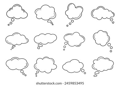 Thought bubble icon set, Cloud speech bubbles collection. Empty thought cloud. Vector illustration