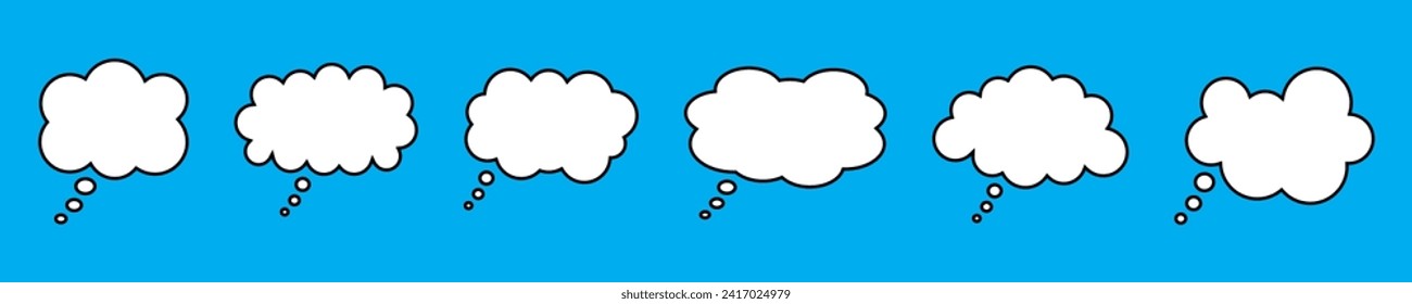 Thought bubble icon, thinking cloud vector icon for apps and websites. Set of speech bubbles. Speak bubble text, cartoon chatting box, message box.