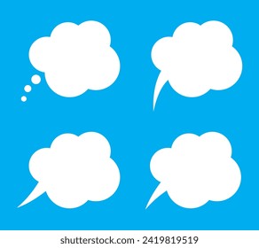 Thought bubble icon, thinking cloud vector icon for apps and websites. Set of speech bubbles. Speak bubble text, cartoon chatting box, message box.