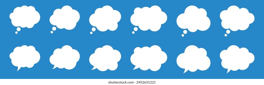 Thought bubble icon, thinking cloud icon for apps and websites. Set of speech bubbles. Speak bubble text, cartoon chatting box, message box.