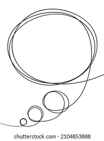 Thought bubble line continuous drawing Tangled round scribble hand drawn thin line, Single line art simple blank comic text box, Vector illustration