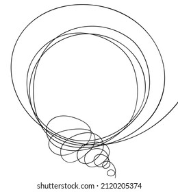 Thought bubble line drawing Tangled round spiral scribble hand drawn continuous thin line, Single line art simple blank comic text cloud, Vector illustration