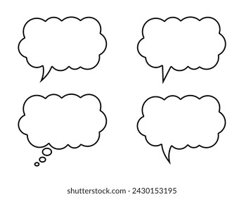 Thought bubble line icon. Speech or think bubble, empty communication cloud. Set of vector design elements. Editable stroke.