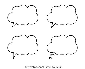 Thought bubble line icon. Speech or think bubble, empty communication cloud. Set of vector design elements. Editable stroke.