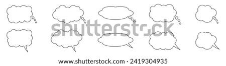 Thought bubble line icon. Speech or think bubble, empty communication cloud. Set of vector design elements. Expanded stroke.