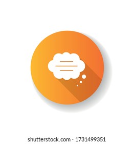 Thought bubble orange flat design long shadow glyph icon. Empty comic speech cloud. Blank dialogue balloon with text space. Comment box with copyspace. Silhouette RGB color illustration