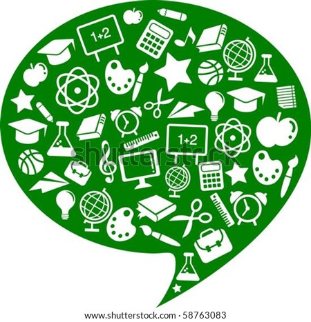 Thought bubble with school and education icons