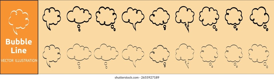 Thought bubble vector line iconset color, Speech Bubble Icon Set - vector illustration