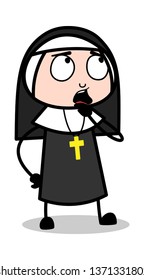 Thought - Cartoon Nun Lady Vector Illustration﻿