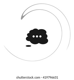 Thought cloud with lines flat vector icon 