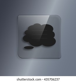 Thought cloud with lines flat vector icon