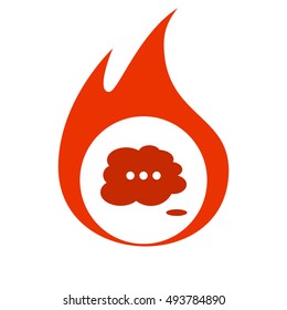 Thought cloud with lines flat vector icon 