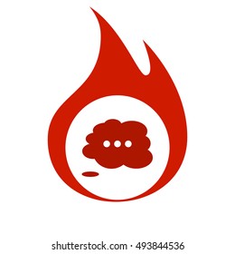 Thought cloud with lines flat vector icon 