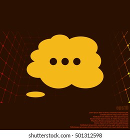Thought cloud with lines flat vector icon 