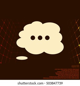 Thought cloud with lines flat vector icon 