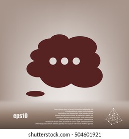 Thought cloud with lines flat vector icon 