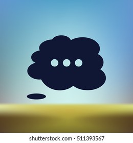 Thought cloud with lines flat vector icon 