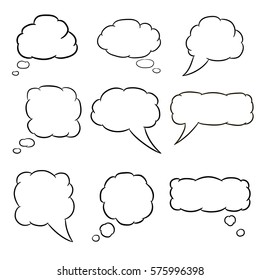 thought cloud set white of vector illustrations