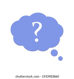 Thought cloud or speech bubble icon, communication element symbol with question mark, concept idea design. Vector illustration isolated.